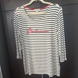 Cato Black and White Striped Long Sleeve Tee